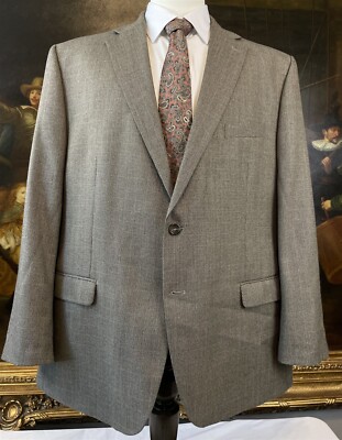 Chaps 50R Tan Brown Micro Pattern Subtle Check 2Btn Blazer Sport Coat Jacket