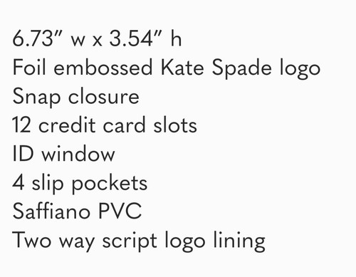 Kate Spade Marlee Large Slim Bifold Sailing Stripe Leather NWT - Picture 4 of 4