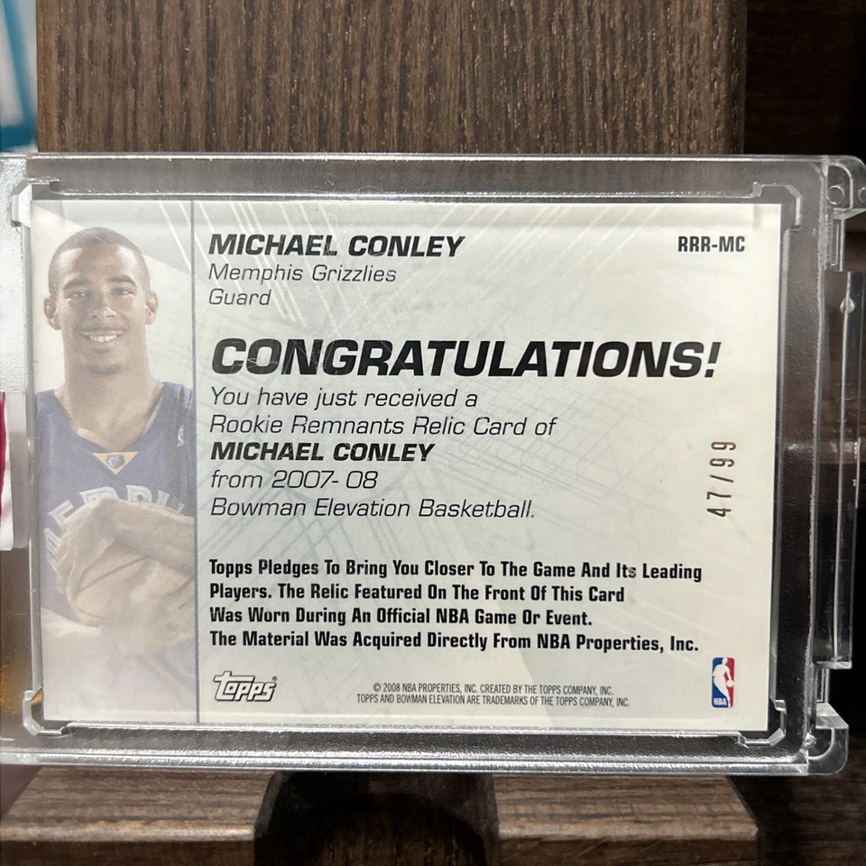 Michael Conley RC Rookie Remnants RRR-MC Topps/99 Foto 2 de 2