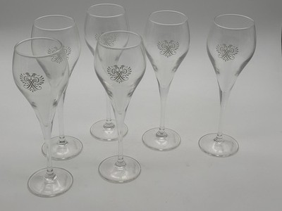 6 x Schlumberger Sekt Stielglas Flute schmale Form Druck auf dem Fuß