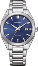 Image of Citizen Mens Watch Eco-Drive Octagonal Blue dial Stainless Steel Bracelet