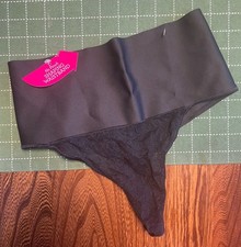 NWT Maidenform Tame Your Tummy Lace Thong Women's Shapewear Underwear, Black, M