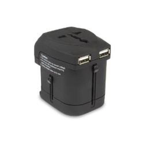 Hamlet Nero Traver Adapter Adattatore Universale Da Viaggio Per Prese Elettriche Più Caricatore Usb (2 Porte), Caricatore Usb, - Immagine 3