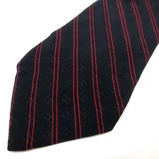 【tie】Vintage CHANEL Coco Mark Regimental Silk Tie Made in France Navy