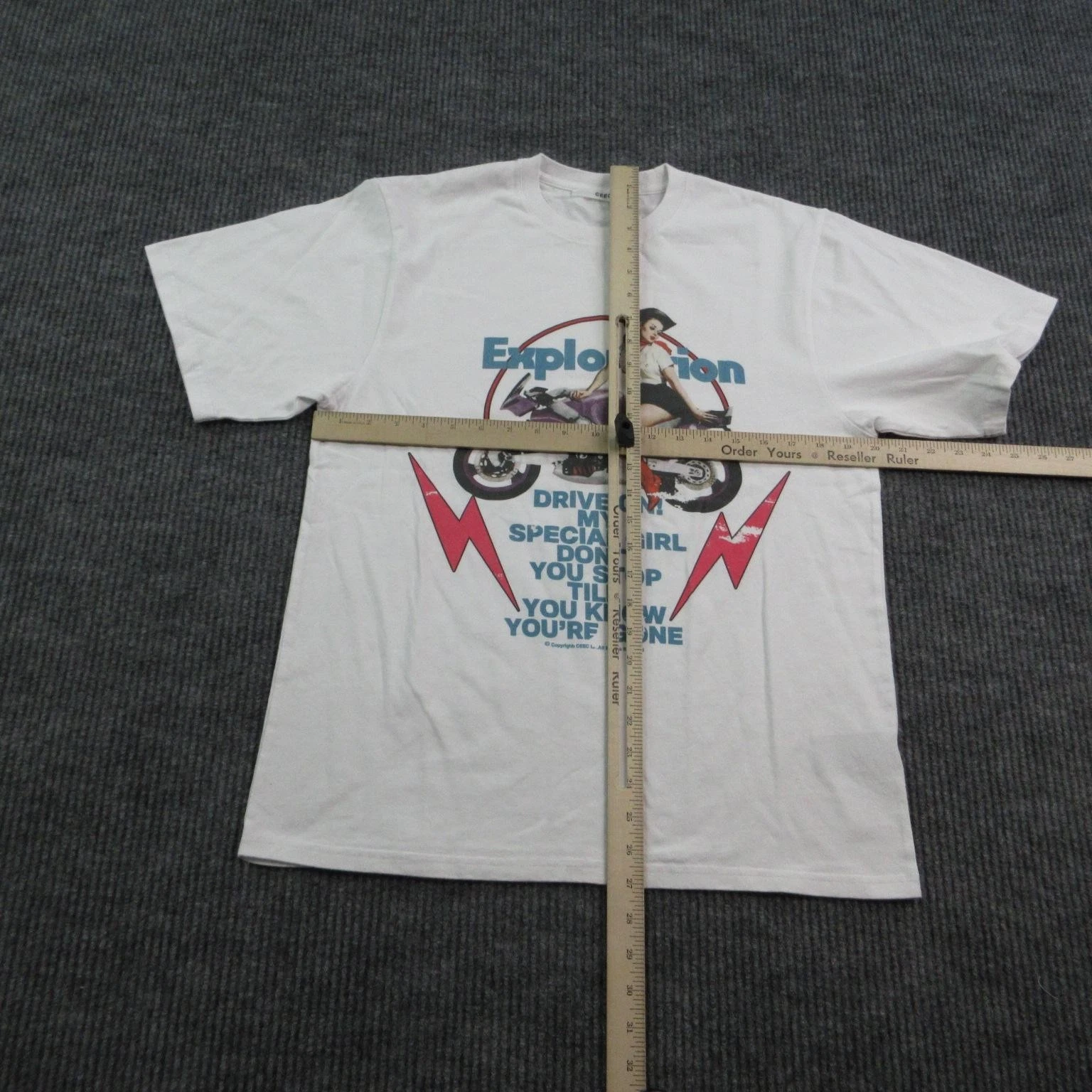 Exploration Motorcycle Shirt Mens Small White CEEC Drive On Graphic Tee NWT - product detail image 3