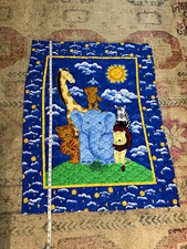 Vintage 90s Celestial baby Quilt Blanket-Jungle Animals Pattern Handmade