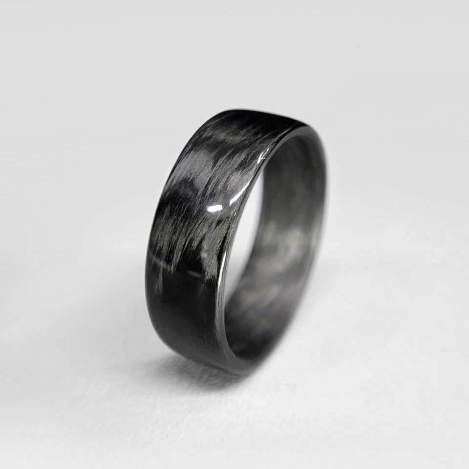 Carbon Fiber Mens Wedding Band - Gloss Finish - Made in USA - sizes 4-16 - Image 3 of 4