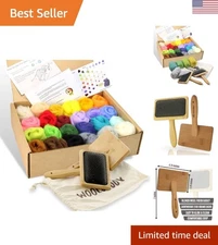 Deluxe 24-Color Felting Wool Kit with Large Hand Carders for Creative Crafters