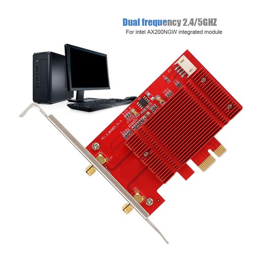 For AX200NGW 802.11ax BT 5.0 WIFI6 2400Mbps PCI-E Desktop Wireless Netw CB - Afbeelding 2 van 10
