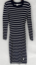 Gap Dress Womens Medium Navy White Striped Ribbed Knit Long Sleeve Sweater Y2K