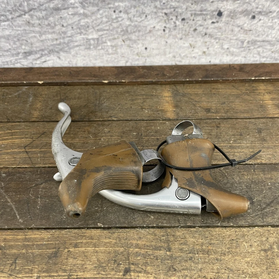 Vintage Campagnolo Record Road Brake Levers Pair Non-Aero Brown Gum Set - Image 4 of 4