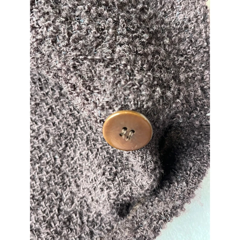 Chaqueta Cárdigan Eileen Fisher Texturizada Marrón Mezcla Lana Grande M Lana Boucle Foto 4 de 4