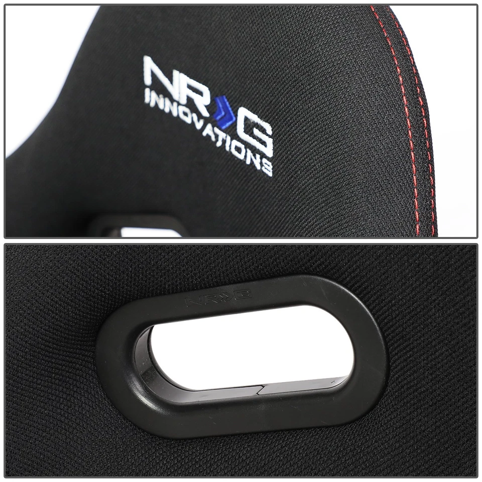 NRG INNOVATIONS RSC-400BK RECLINABLE FABRIC RACE RACING BUCKET SEAT W/SLIDER - Image 4 of 4