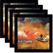 5x5 Picture Frame Set of 4, Black Frames for 5 x 5 Inch Photo Poster C
