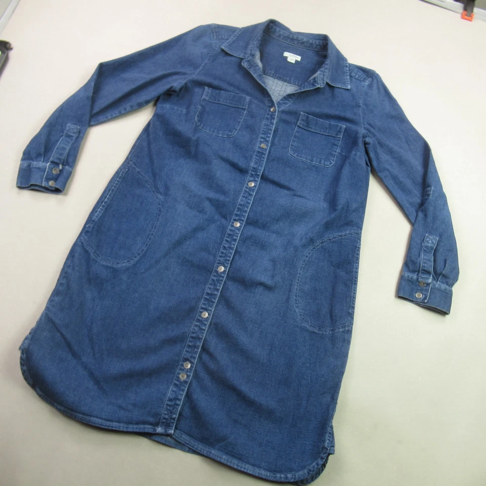 Vestido J Jill Mujer Mediano Manga Larga Botón Delantero Ligero Informal Denim Foto 2 de 4