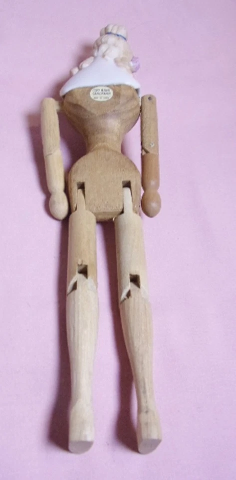 MUÑECA ANTIGUA DE BISQUE/MADERA HECHA A MANO SHACKMAN EN CAJA Foto 4 de 4