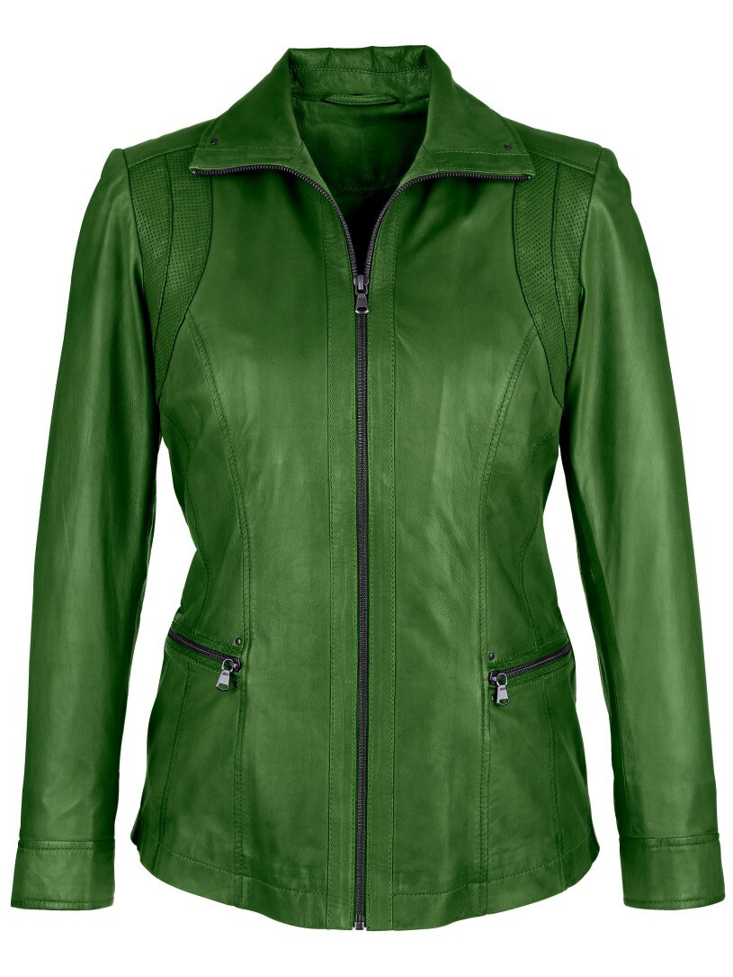 Lederjacke grün 38 MONA SIGNORA M Lammnappa Blazer Bikerjacke