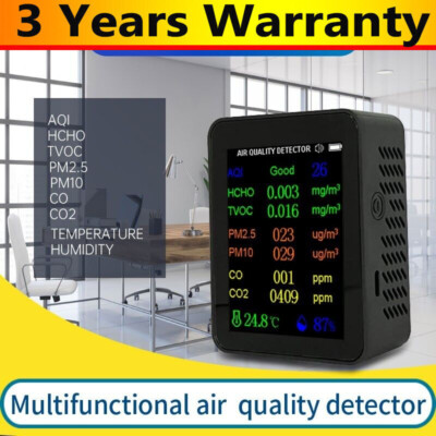 9-in-1 Air Quality Detector Monitor for AQI/HCHO/TVOC/PM2.5/PM10/CO/CO2/Tempera