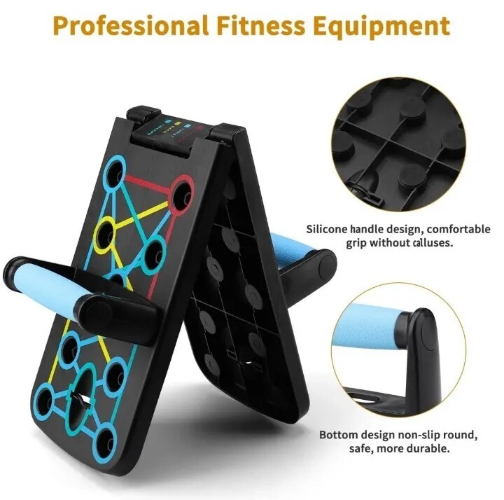 Portable Foldable 18 in 1 Home Exercise Fitness Push Up Board w/Anti-Slip Handle