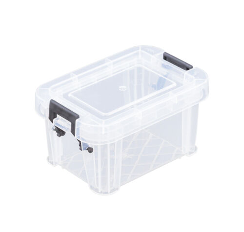 Scatole portaoggetti in plastica trasparente con coperchi impilabili made in UK box casa ufficio cucina - Foto 5 di 82