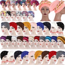 Muslim Women Braid Hijab Chemo Cap Turban Hat Beanie Bonnet Headscarf Wrap Cover