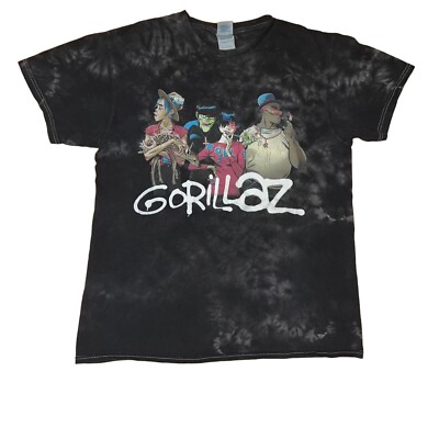 Gorillaz Shirt Concert Shirt Black Short Sleeve Crew Neck Band Tee Blur Oasis M