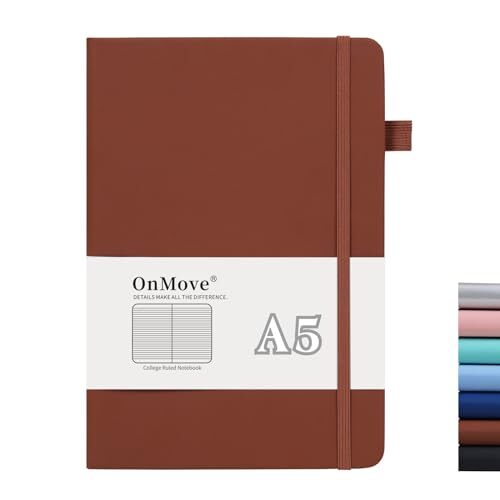 Notebook Journal for Women Men 200 Pages A5 Hardcover Leather with Lined Brown