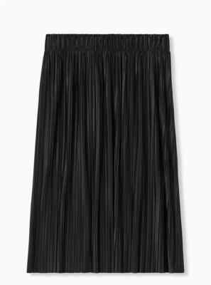 Torrid Accordion Pleated Midi Skirt Knitted Stretchy Sz Black 1X