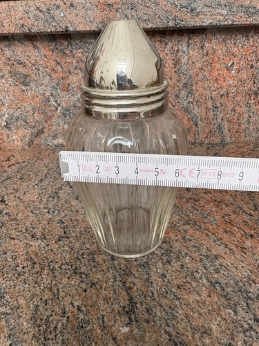 Vintage Zuckerstreuer aus Glas, Metalldeckel - Bild 6 von 6