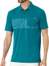 OAKLEY SAND STRIPE POCKET Men's Polo Shirt - Aurora Blue - Size xLarge - NWT