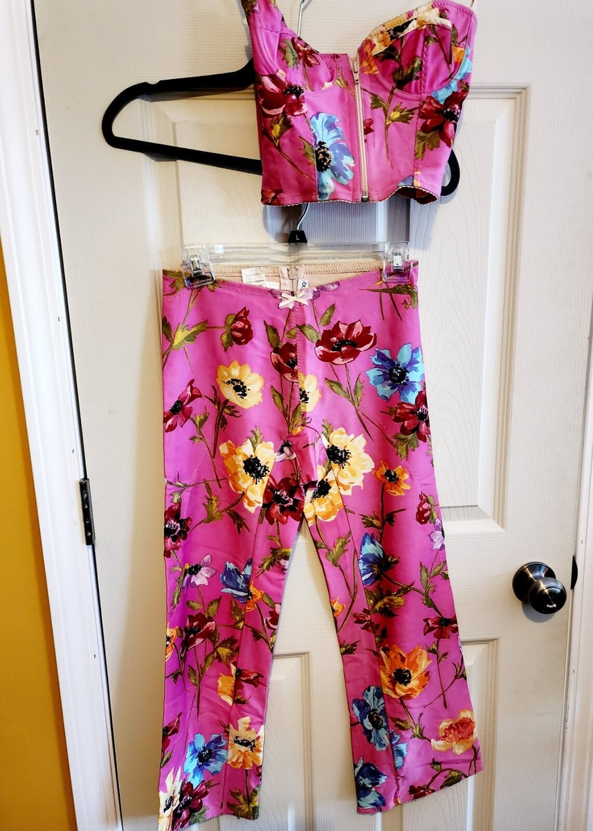 Dolce and Gabbana Halter/ Corset and Stretch Pants Set Pink Floral