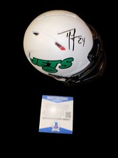 TY LAW SIGNED NEW YORK JETS LUNAR ECLIPSE MINI HELMET RARE BECKETT HOF