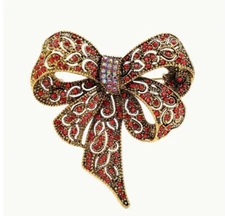 Christmas Pin Brooch Bow Red Fashion jewelry NEW Free Ship 2.4 Inch