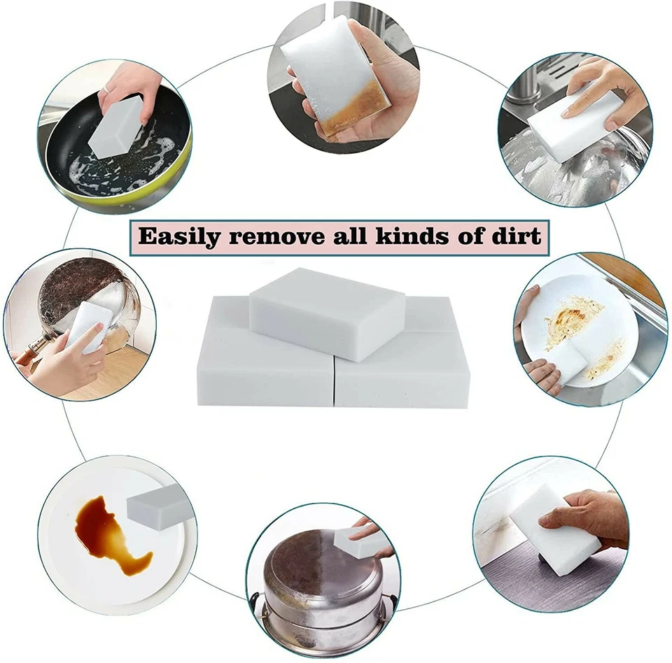 Paquete de 60 borradores de esponja mágica limpieza melamina limpiador de espuma multifuncional EE. UU. Foto 4 de 4