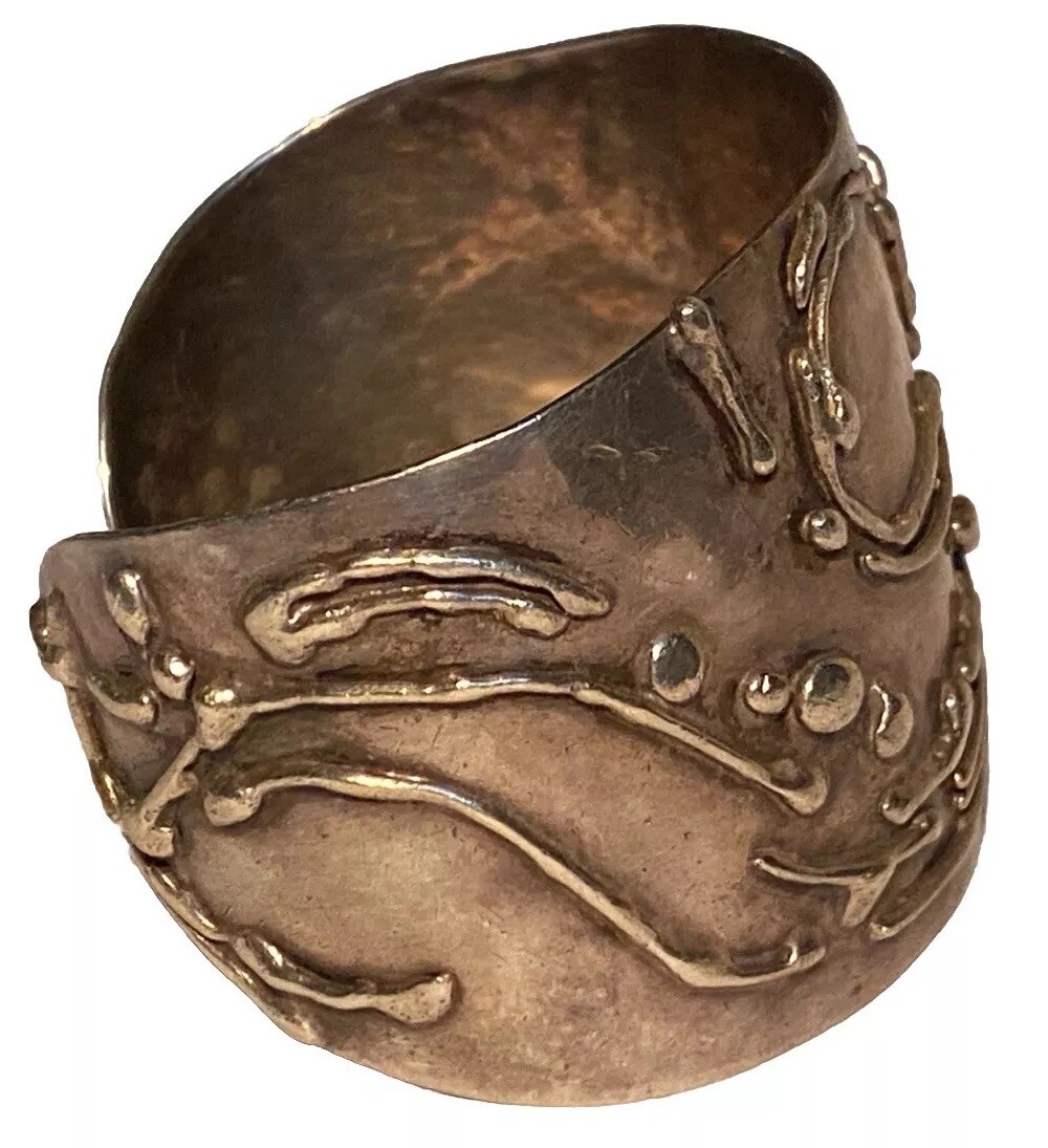 LARGE SILVER STUDIO ARTISAN REPOUSSÉ BRUTALIST MO… - image 5