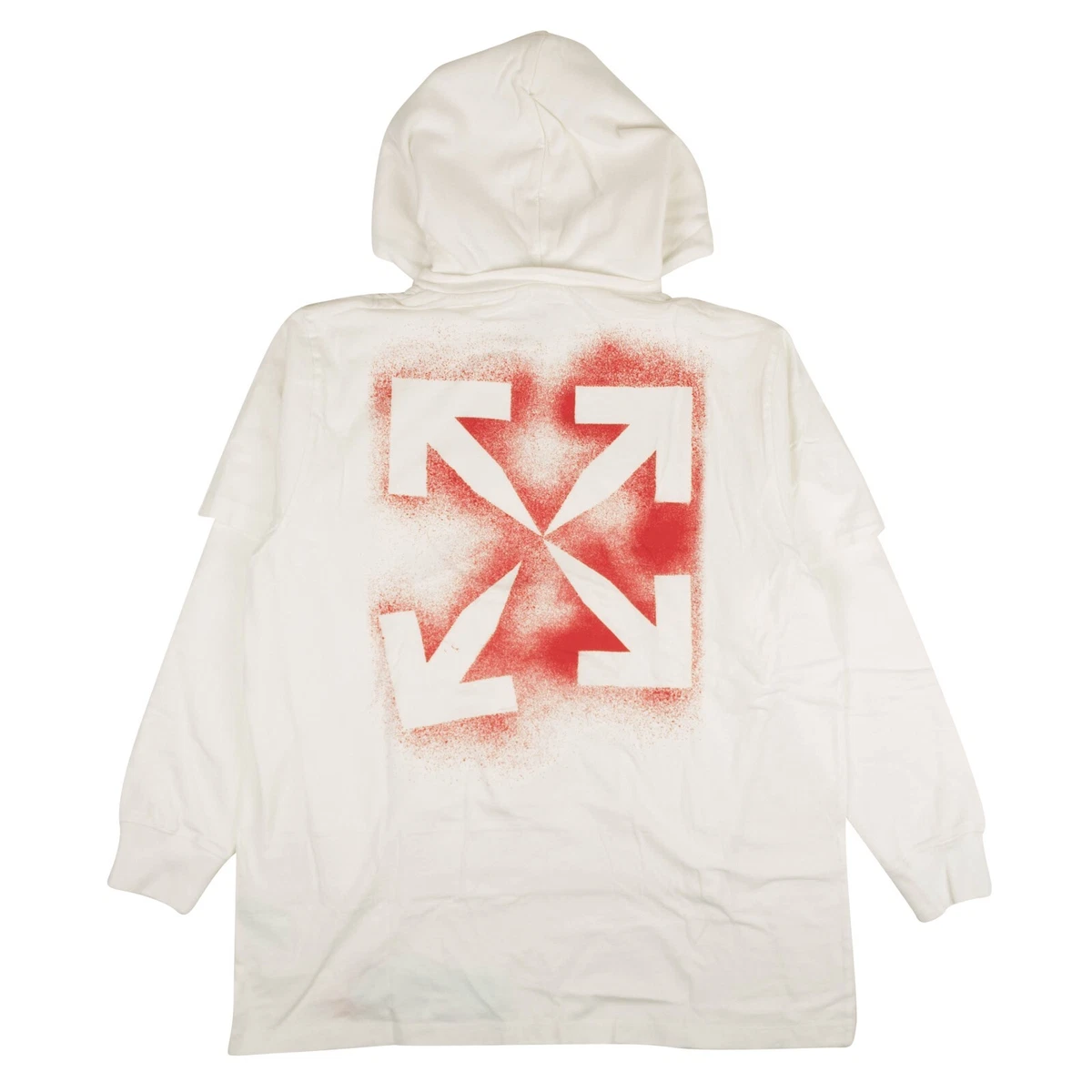 NWT OFF WHITE C O VIRGIL ABLOH White Stencil Double Tee Hoodie Size S 610
