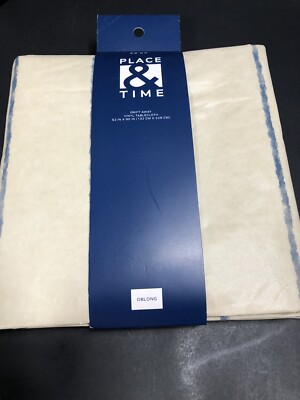 Place & Time Vinyl Tablecloth Drift Away Stripe Oblong 52'' x 90''  NEW. Free Ship