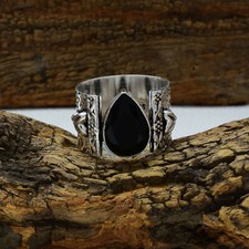 Marvelous Black Onyx Gemstone 925 Sterling Silver Handmade Ring all Size