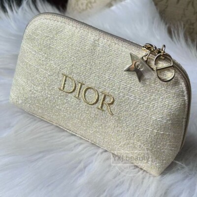 Dior Trousse Makeup Travel Pouch Double Zippers with Charms