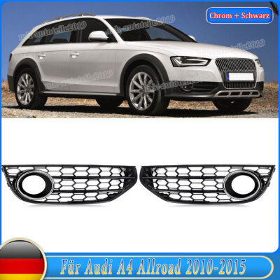 Für A4 B8 Allroad 10-15 Nebelscheinwerfer Gitter Wabengrill Blende Schwarz Chrom