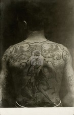 Tattooed Back by Buckie Philadelphia, c.1910 Tattoo RPPC Photo Postcard COPY