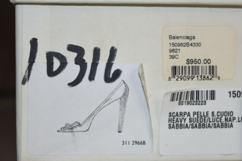 Neu Balenciaga Wildleder Pumps Lizard Skins Leder Quadrat Zehen Taupe Schuhe 39 - Bild 10 von 10