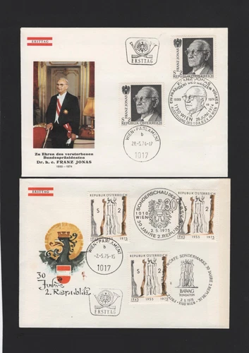 Österreich  1 st.  FDC  2-fach und 1 st. 3-fach  Kombinationen  1970-iger Jahre