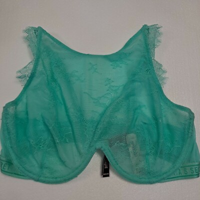 32DD VICTORIA'S SECRET VERY SEXY GREEN LACE HIGH-NECK UNLINED BRA NEW W/TAGS!