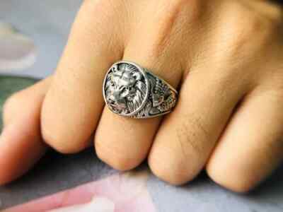 アクセサリー GAGAN memorial ring silver925 Modern Dainty Design With Pure 935 Argentium Silver Wolf Gothic