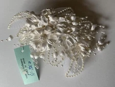 Vtg NOS Bridal Pearl Floral Spray Comb Headpiece Or First Communion Veil Piece