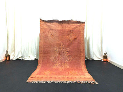 Tribal Old Vintage Moroccan Rug 3'7'' x 6' Berber Wool Floral Handmade Rug