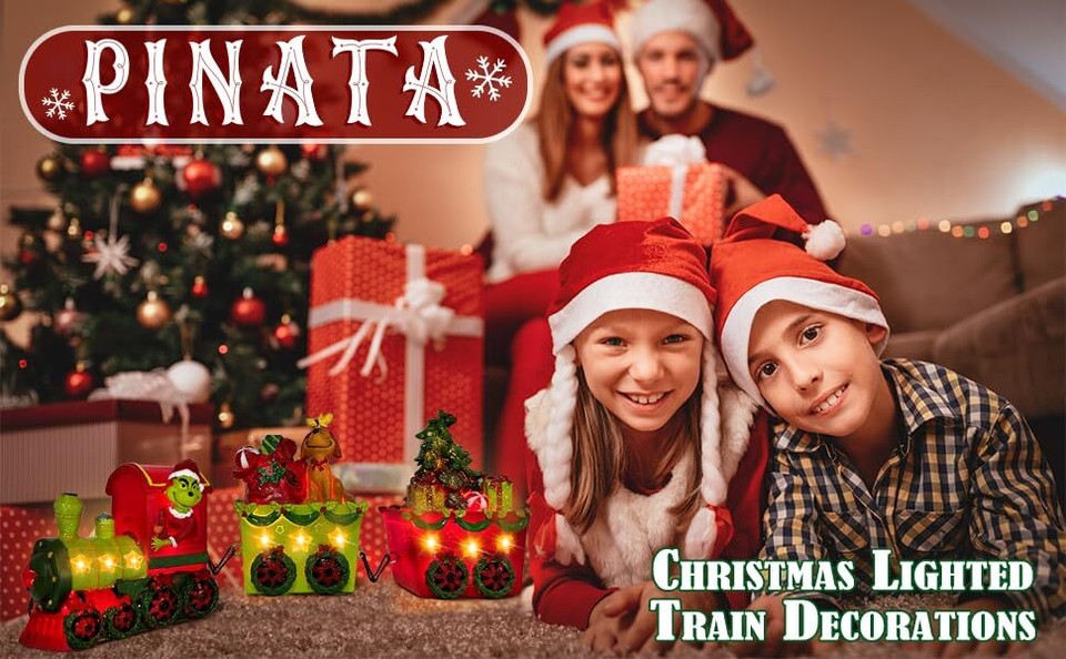 Christmas Table Decorations Indoor, LED Christmas Train Decor for