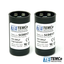 TEMCo 233-280 uf/MFD 110-125 VAC volts Round Start Capacitor 50/60 Hz -Lot-2