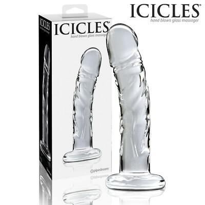 Icicles 62 Sex Hard Glass Dildo Design Point P G Spot Realistic Glass Fake
